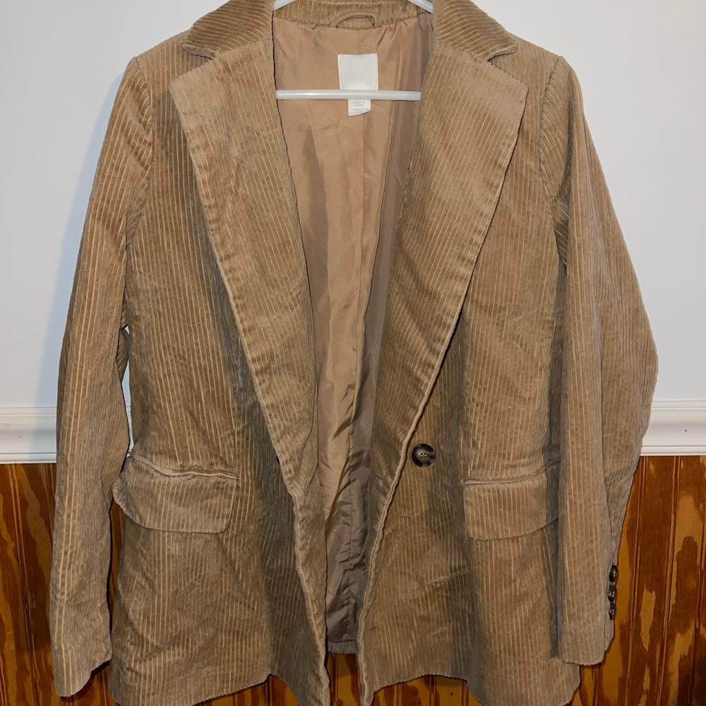Oversized Beige Blazer Jacket, Corduroy